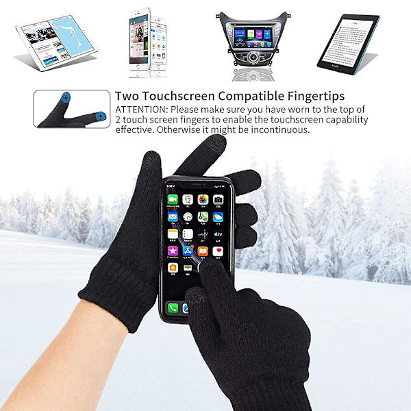 Vinter Beanie Hat Scarf Touchscreen Handsker Sæt Til Mænd Og Kvinder Sort