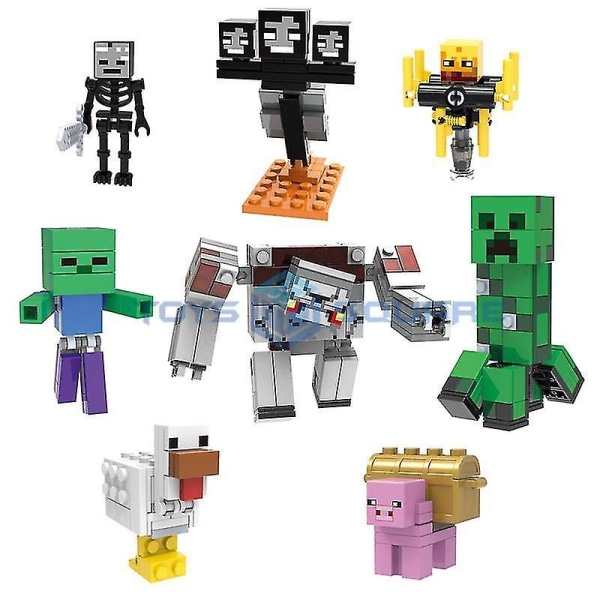 Herobrine Ghast Wither Steve Med Min Värld Actionfigurer Modell Byggstenar Tegelset Gåvor Leksaker För Barn F set