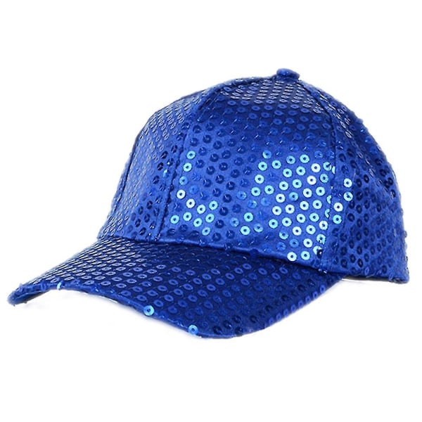 Naisten ja miesten glitter-paljetti baseball-lippikset, säädettävät snapback-hatut Blue