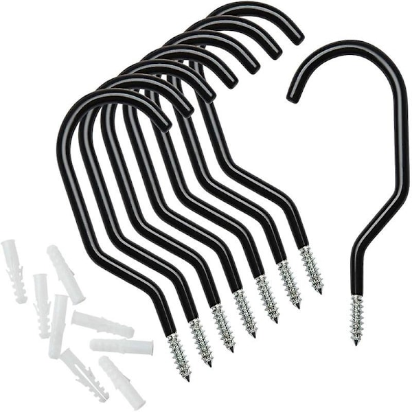 Heavy Duty Multifunktionel Utility Opbevaring Cykel Krog Plads Maksimer Wall Mount Cykel Hanger, 8-pak, Sort