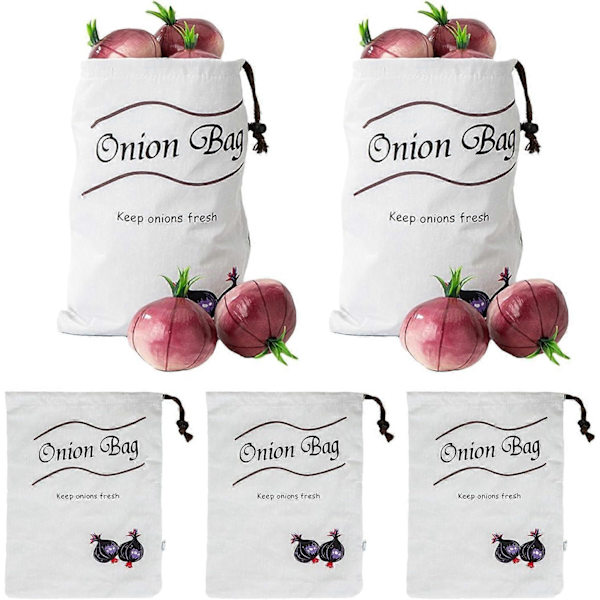 5 Perunan Säilytys Sipulipussi - 35x25cm Kiristysnyörillä Varustetut Perunakassit | Perunakassi