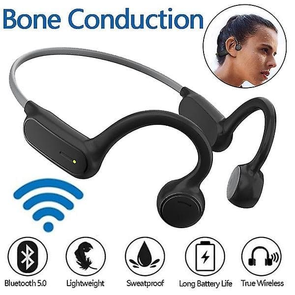 Knogleledningshovedtelefoner, Bluetooth-headset, Bluetooth 5.0, Smertefri knogleledningshovedtelefoner, Sportshovedtelefoner, Støjreducerende