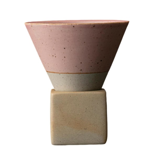 ZHOUBA 150ML Keramisk Trakt Kaffe Kopp med Base Håndlaget Latte Cappuccino Te Espresso Konisk Krus 150ML Pink