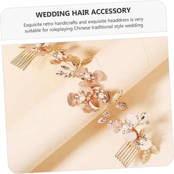 Perle- og Rhinestone-tiara Brudehårbåndskam Bryllupshårtilbehør Blomsterdesign for kvinner Brudehodeplagg