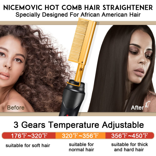 TG Elektrisk varmekam, keramisk varmepressende kambørste Hair Straight