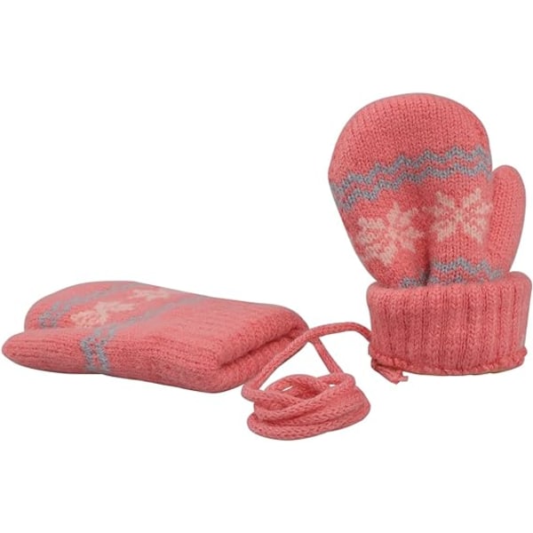 Baby Toddlers Varm Vantar Magic Stretch Vantar Handskar på Snöre Pojkar Flickor Stickade Vantar Tjockna Fleece Foder Nyfödda Vantar Hel Finger Vantar