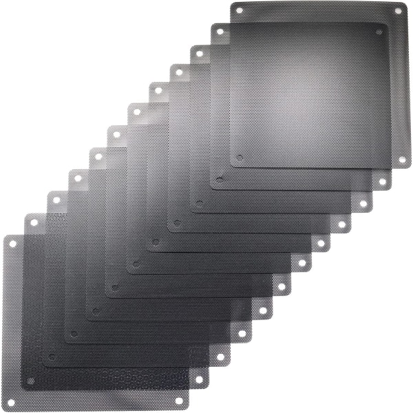 12 stk 140 mm PVC sort pc-køler blæser støvfilter støvtæt kabinet cover computer mesh