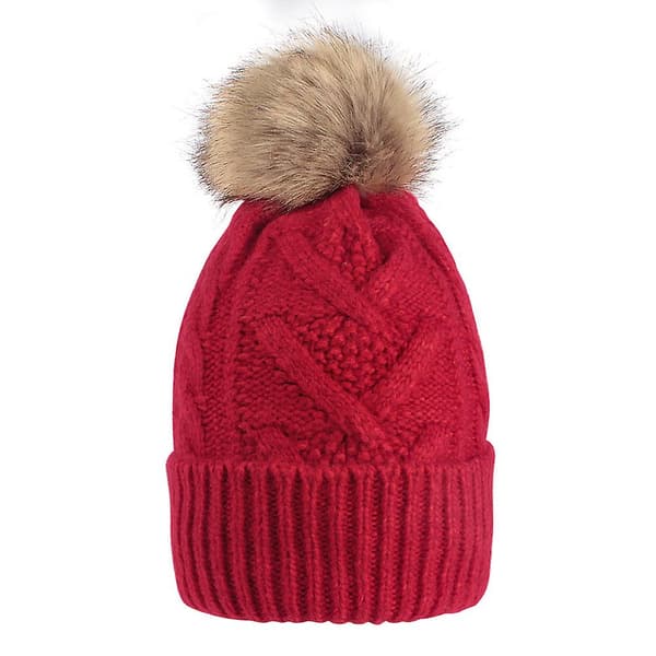 Mössa för kvinnor män vintermössa damer Cuffed Beanies mössa varm mössor röd red