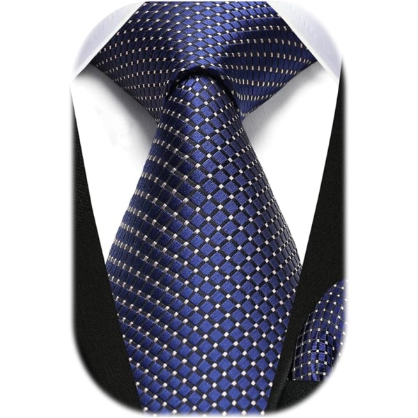 Mænds prikkestribede bryllupsslips og lomme firkantet ekstra lang slips og lommetørklæde sæt til mænd Klassisk modevirksomhed