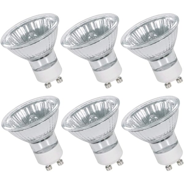GU10 Halogenlampor 220V GU10 Halogen Spotlightlampor 450lm 2800K Varmvitt 40° Strålvinkel GU10 Lampor för Taklampor Dimbara - 6Pack GU10 50W