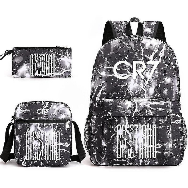 Fashion Cr7 3-osainen reppusetti Mochila Uudet opiskelijat Kapasiteetti Koululaukut Kirjalaulu Matkalaukku Only satchel 3