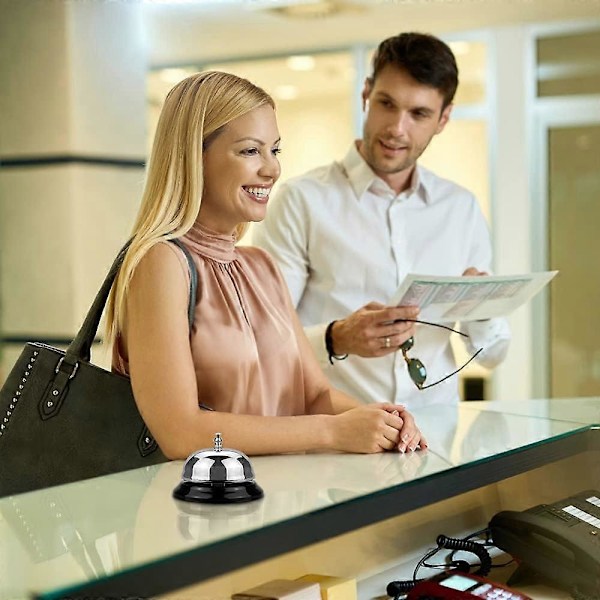 Pöytäkello - Klassinen hotellipalvelukello, hopea, 2 kpl