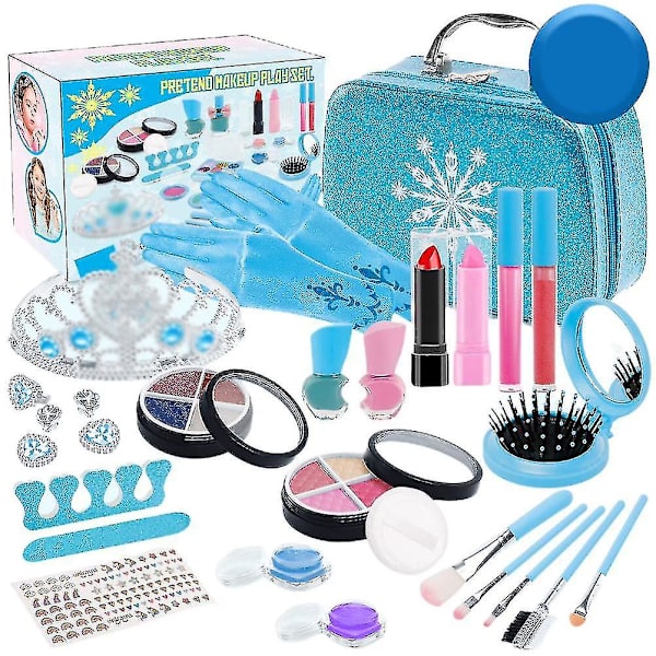 Frozen-tema Barnens Tvätbara Sminkväska Sminkleksaker Resväska Jul Födelsedagspresent Set Flicka 27pcs