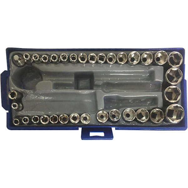 50 stk. 6,35 mm 3/8\" stiknøgle reversibel skraldenøgle Dr Drive skraldenøgle 12 sekskant bits med etui