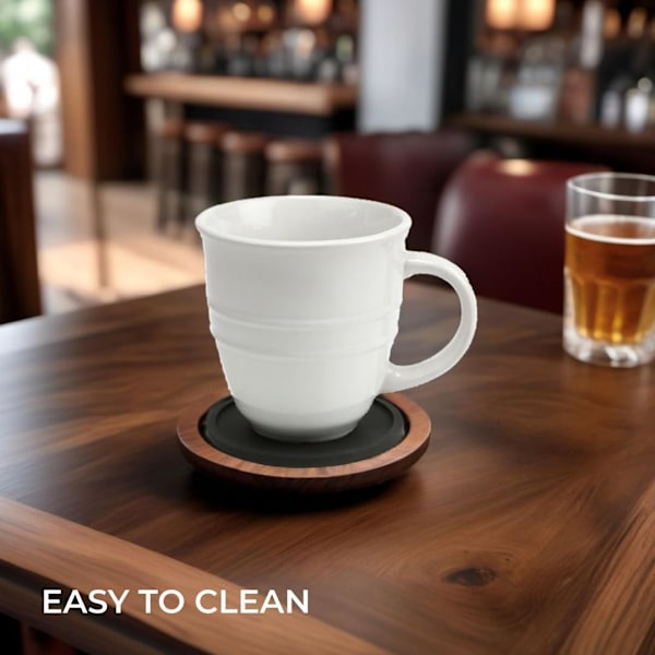 6 Kopper Pad Mat Sort - Rund Silikone Gummikop Underlag - Skridsikker til Kaffe Ølglas Vinglas Flaske Hjem & Bar - Silikone Kopmåtter black