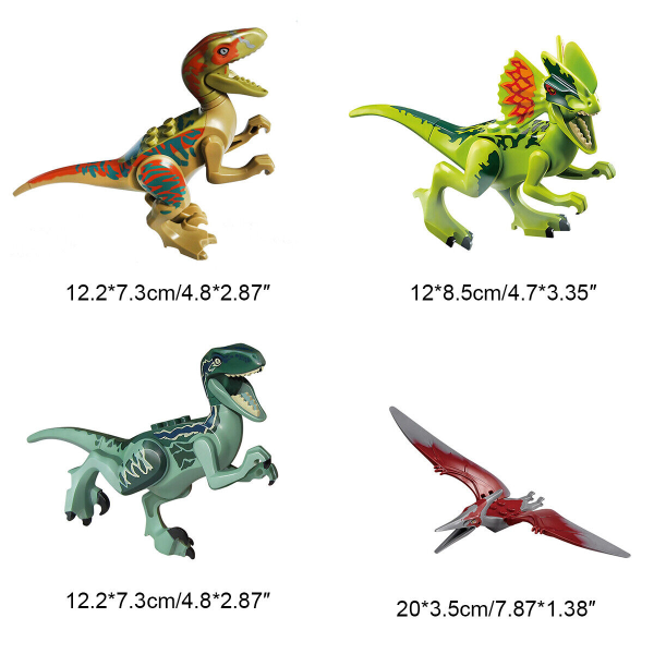 8x Jurassic World Dinosaurs T-rax Figurer Byggeleker Klosser Beste Barnegave Flerfarget