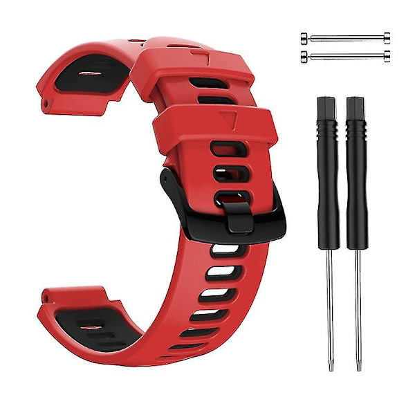 Silikonarmband för Garmin Forerunner 735xt Hållbart klockarmband Mjukt armband Red black