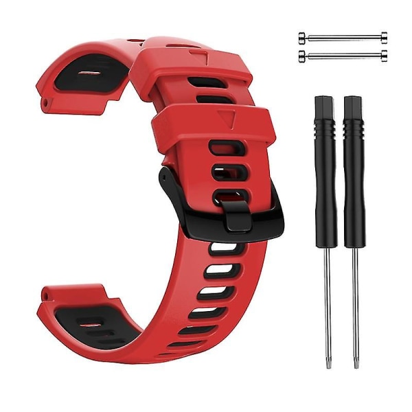 Silikonrem for Garmin Forerunner 735xt Holdbar klokkestropp Myk håndleddsstropp Red black