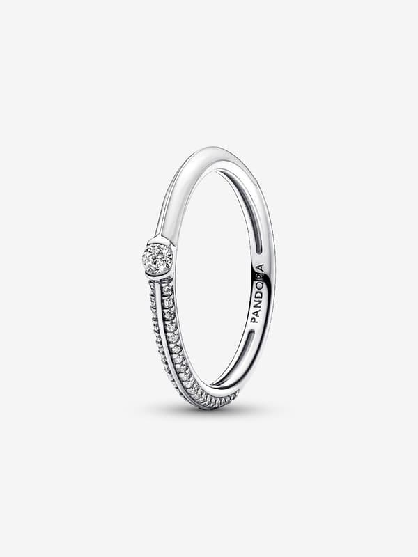 Pandora - P ME Pavé & Vit Dubbelring - Sterlingsilver Circumference: 52mm