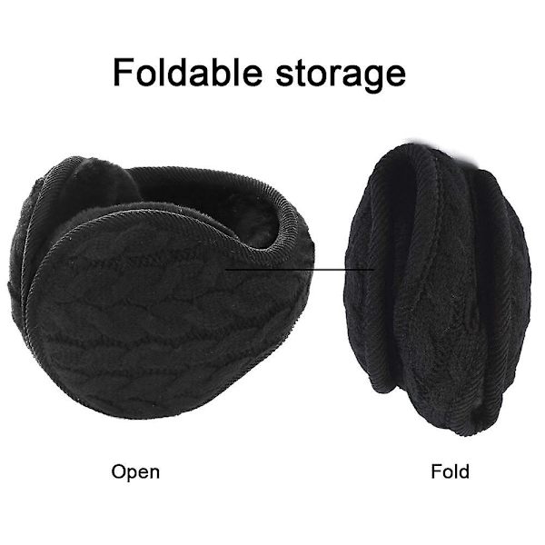 Varme strikkede ørevarmere Foldable øremuffer øremuffer Vinter øremuffer Unisex Black