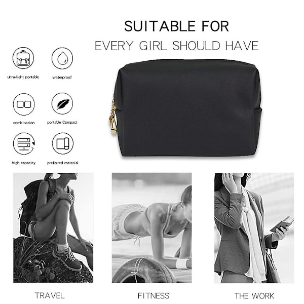 Makeup Bag Pouch Purse Organizer Vattentät Resväska Kosmetisk Vit Black