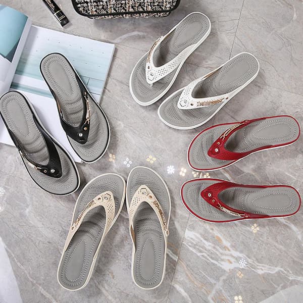 Bløde og komfortable flip-flop slippers med stropper til kvinder - afslappede ortopædiske sandaler sort 36 Black 36