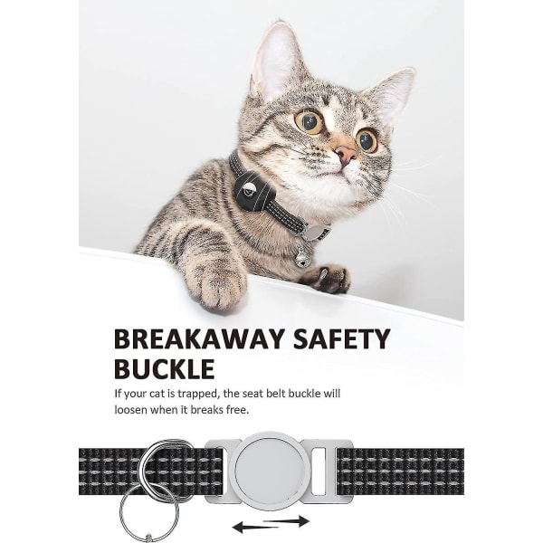 Kattehalsbånd kompatibel med luftmærke, reflekterende killinghalsbånd Breakaway luftmærke kattehalsbånd Black