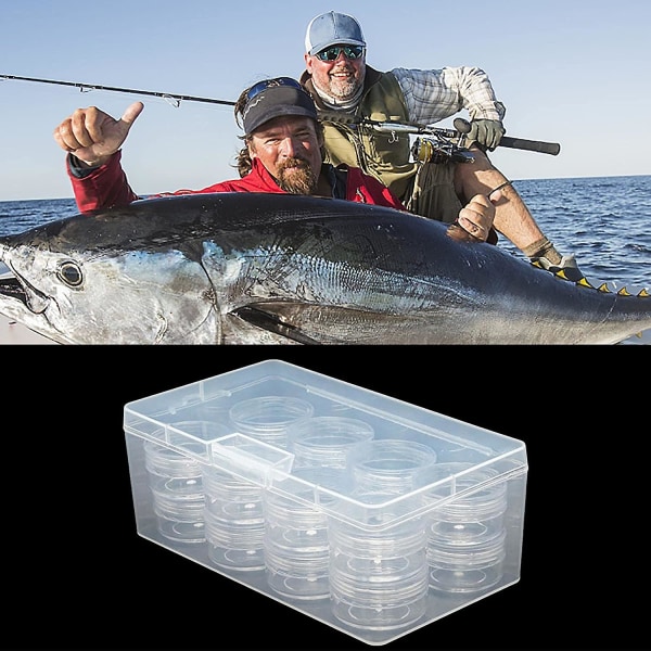 Viehekalastuslaatikko, läpinäkyvä ja porrastettu viehesäiliö kalastukseen - Tarvikelaatikon organizer , jossa on pyöreät erilliset ritilät syötin, koukkujen, pähkinöiden,