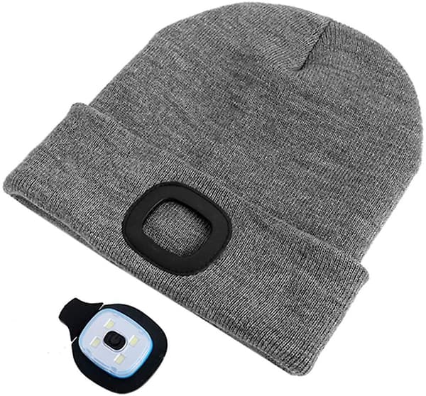 Led-belyst Beanie-lue. Usb-ladbare 4 Led Hodelykt. Unisex Strikket Lue