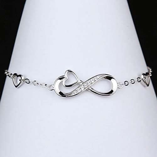 925 Sterling Silver Infinity Oändlig Kärlek Symbol Charm Justerbart Armband Julklapp