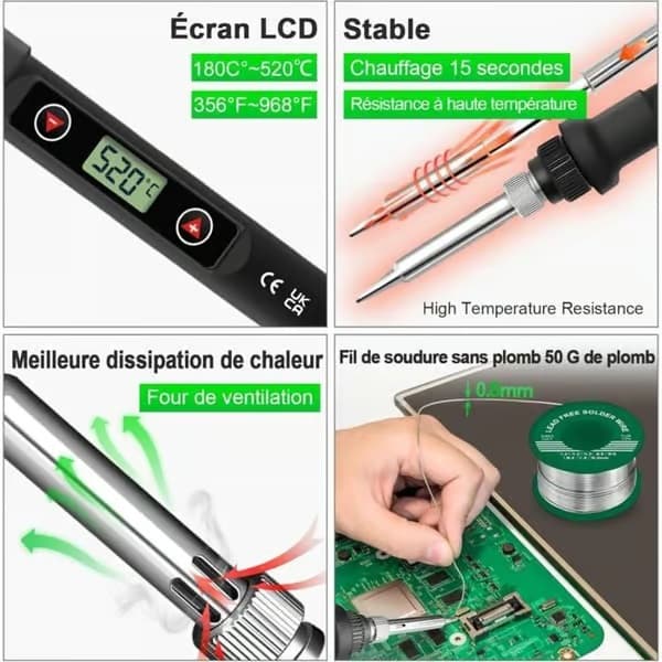 Loddebolt - AIMOONSA - 80W - Justerbar temperatur 180–500°C - 15 sekunders oppvarmingstid