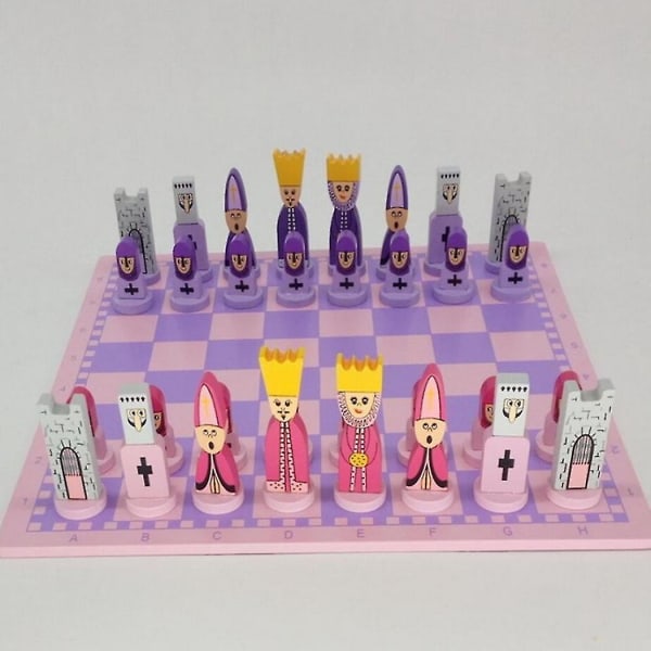 Reisesjakksett med sjakkbrett Pedagogiske leker for barn og voksne Rosa