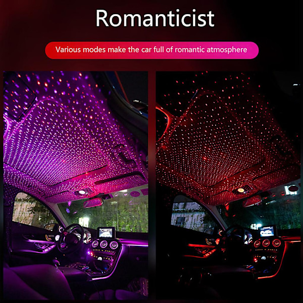 Usb Led Tak Atmosfär Stjärnljus För Bil Projektor Justerbar Nattljuslampa