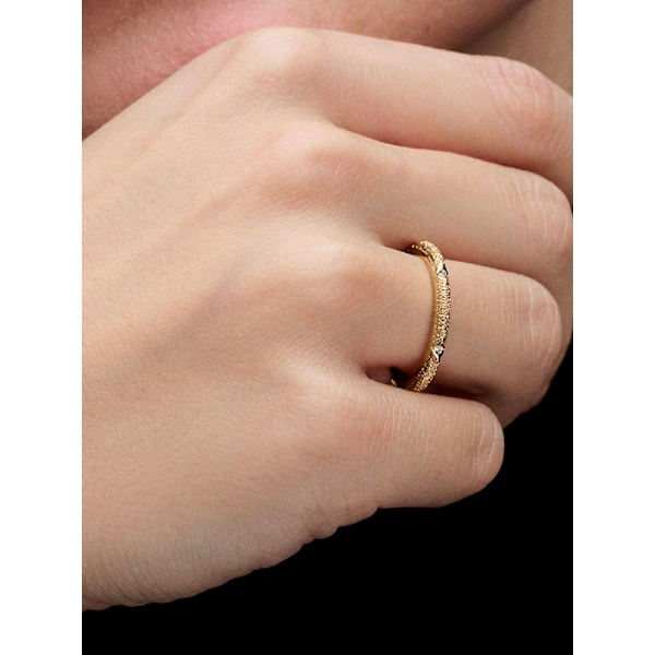 Pandora - P ME Tekstur & Sten Ring - 14k guldbelægning Circumference: 54mm