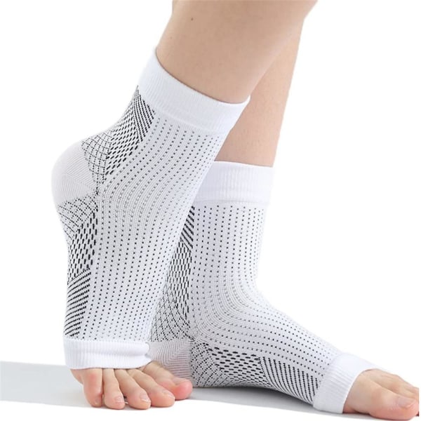 Unisex beroligende sokker Nevropati kompresjon ankelbuestøtte Beskyttelse Smertelindrende sportssokker S M White