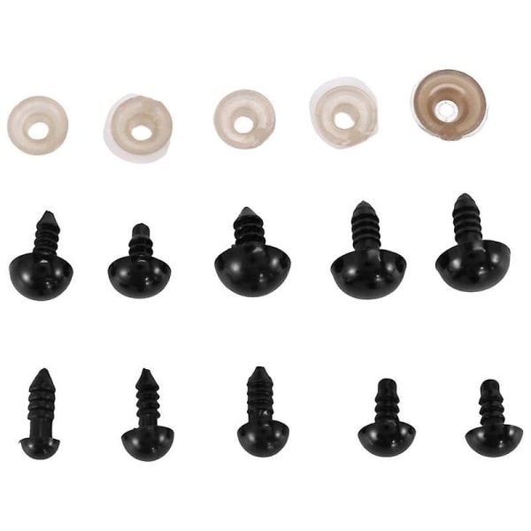 Turvasilmät aluslevyillä, 150 kpl Pienet nuken silmät askartelulelut Silmät Nallekarhun silmät 6mm/8mm/9mm/10mm/12