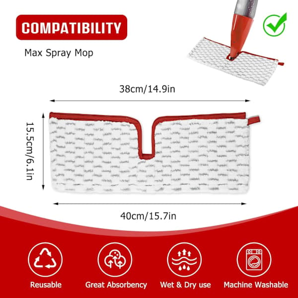 Delar för Vileda Spray Mop Refill Kit, 2 i 1 Återanvändbara Mikrofibrer för Vileda 1-2 Spray Max Mop Refill