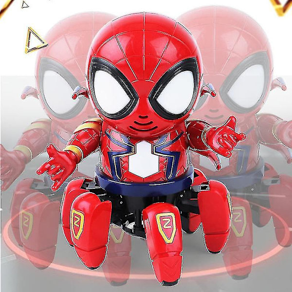 Spider-Man Robot med Ljus och Musik Spindelbensdesign med Vågiga Armar Musikleksak Black