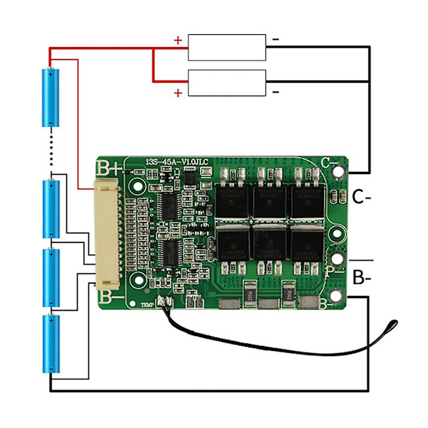 Litiumakun tasapainotettu BMS 13s 48v 15a 20a 30a 18650 kennojen lataus Pcb Pcm sähköpyörälle/pankin Sola