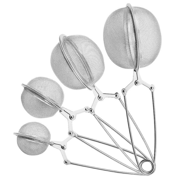 Te-si, rustfrit te-infuser si med lang håndtag mesh ske te filter til løs blad te og mulling krydderier (2 stk, sølv)
