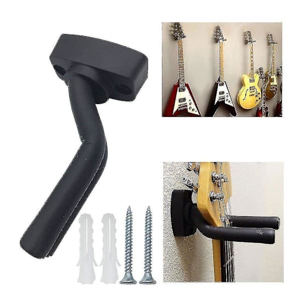 5-pack svart gitarrhängare väggfäste med skruvar passar gitarrer