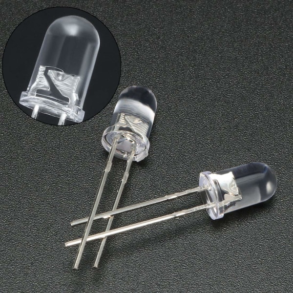 200 stk. 5 mm hvide LED-dioder, klare runde transparente, 3-3,4 V, 20 mA, superlyse belysningspærer, elektroniske komponenter, lysdioder