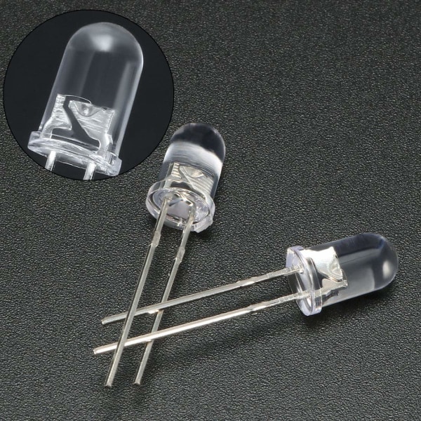 200 stk 5 mm hvite LED-diodelys klare runde gjennomsiktige 3-3,4V 20mA supersterke lyspære lamper elektroniske komponent lysdioder