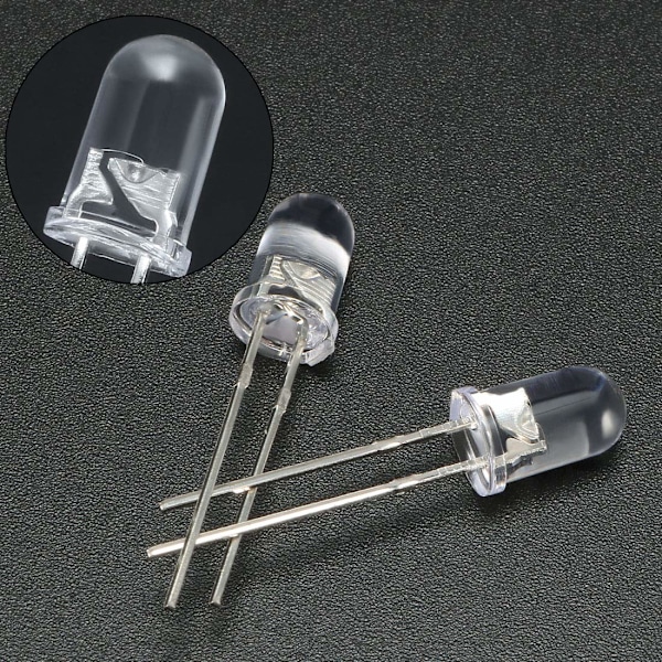 200 stk 5mm hvite LED-dioder lys klare runde gjennomsiktige 3-3,4V 20mA superlyse lyspærer lamper elektroniske komponenter lysdioder