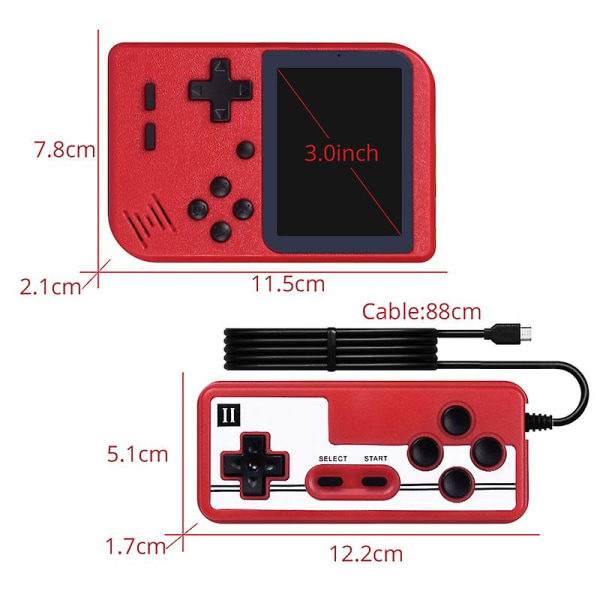 8 Bit Retro Videospilkonsol Indbygget 400 Klassiske Spil 3,0 Tommer Dobbelt Afspiller Mini Håndholdt Videospilkonsol Av Out China yellow with Gamepad