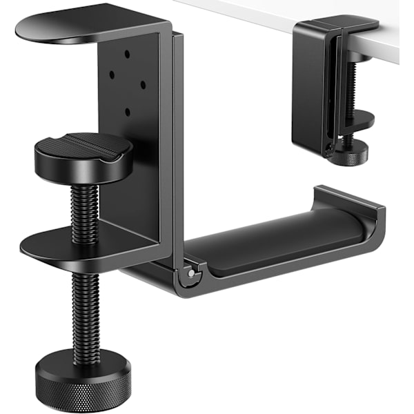 Foldbar Hovedtelefon Krog Hanger Holder, Pladsbesparende Aluminium Soundbar Krog med Universal Fit til Gaming PC Tilbehør, Under Skrivebord Klemme Krog Montering