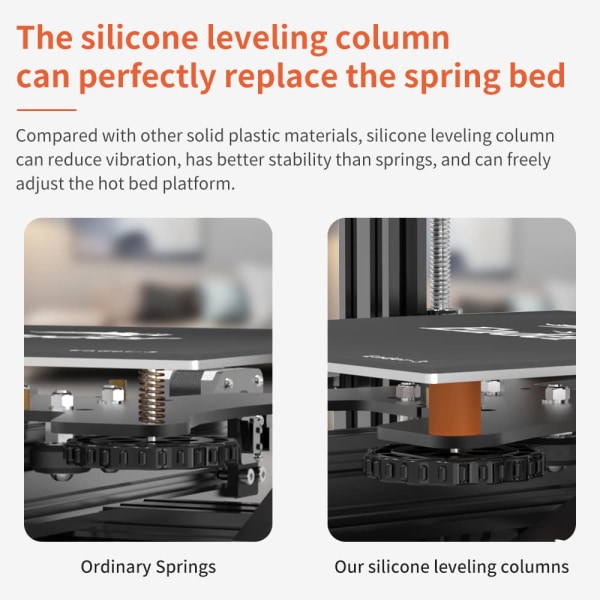 Silikonnivelleringskolonn Silikon Solid Sängfästen Original Stabil Hotbed Värmebeständig silikonbuffert, 3D-skrivare Värmebäddsdelar (4st)