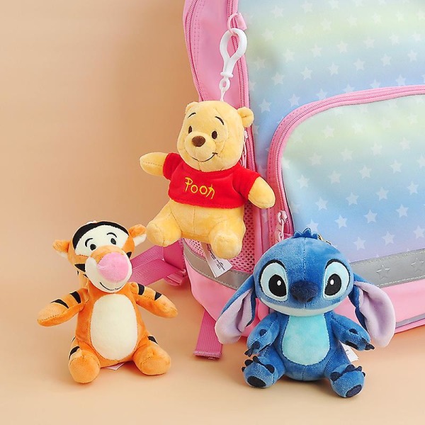 Winnie The Pooh plysj nøkkelring leketøy søt Stitch nøkkelring veske anheng 13cm Tigger