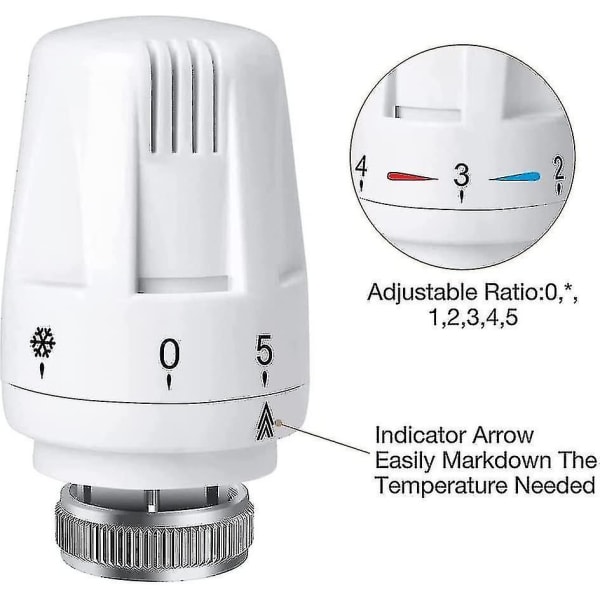 4x Termostatisk radiatorhodekontroller Termostatisk hodevarmeventil M30 X 1.5 1PCS