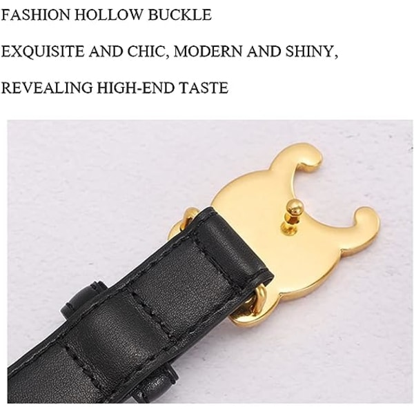 Dam bälte mode ihålig spänne bälte läderbälte för jeans casual byxor(Brwom)